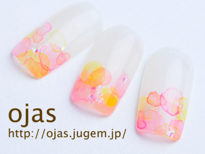 餷ߥȤΥͥ롣󥸤ԥ󥯤Ǥ֤ߤˡorange&flower nail