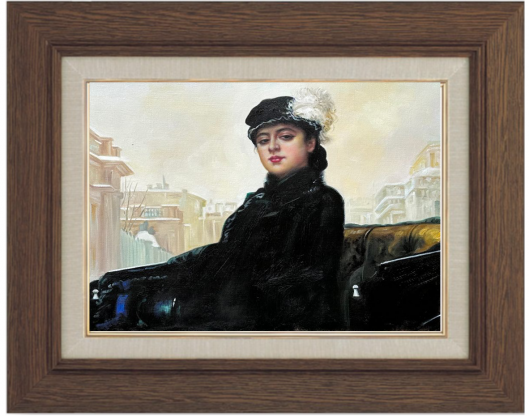 女額装 イワンクラムスコイ 高級工芸画 ロシア画家 イワン