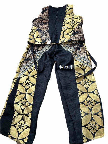 メンズ和太鼓衣装 和柄セットアップ 白と黒系高級生地で
