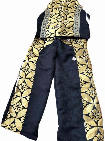 メンズ和太鼓衣装 和柄セットアップ 白と黒系高級生地で