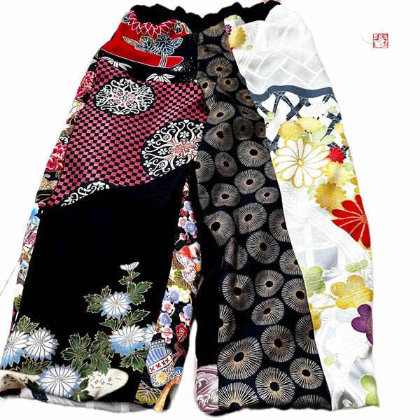 大道芸人キッズに 和柄バルーンパンツ 着物リメイク衣装