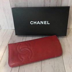 シャネル 画像 メガネケース キャビアスキン 赤 ココマーク