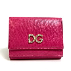 ブランド品 画像 ドルチェアンドガッバーナ DOLCE&GABBANA コンパクトウォレット レザー ピンク