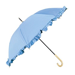 雑貨 画像 日傘 晴雨兼用 紫外線防止 サックスブルー フリル Waterfront 美品