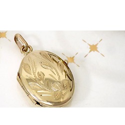 金製品 画像 K9 9金 ロケットペンダントトップ 植物柄