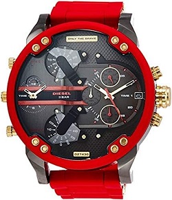 時計 画像 腕時計 メンズ ディーゼル DIESEL MR DADDY 2.0 黒 ゴールド 赤