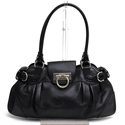 ブランド品 画像 サルヴァトーレフェラガモ Ferragamo ハンドバッグ レザー 黒 マリッサ MARISA
