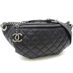 シャネル 画像 ボディバッグ マトラッセ 黒 ラムスキン