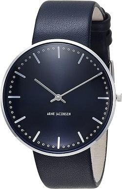 時計 画像 腕時計 メンズ アルネヤコブセン ARNE JACOBSEN ブルー レザーベルト 美品