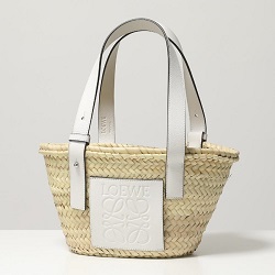 ブランド品 画像 ロエベ LOEWE かごバッグ ラフィア レザー 白 BASKET SMALL BAG