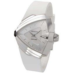 時計 画像 腕時計 レディース ハミルトン HAMILTON ベンチェラ シルバー ホワイトシェル盤 ラバーベルト 白 美品