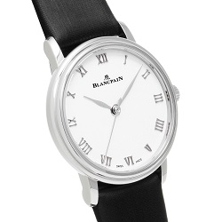 時計 画像 腕時計 レディース ブランパン BLANCPAIN ヴィルレ ウルトラスリム シルバー ベルト黒 美品