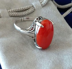プラチナ製品 画像 指輪 リング 赤珊瑚 PM刻印