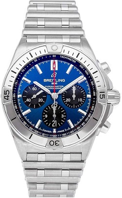 時計 画像 腕時計 メンズ ブライトリング BREITLING クロノマット ブルーダイヤル シルバー