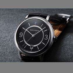 時計 画像 腕時計 メンズ ブシュロン BOUCHERON エピュール 革ベルト 黒 美品