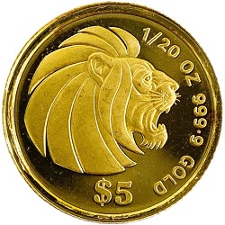 金製品 画像 K24 24金 シンガポール金貨 1/20oz 1990