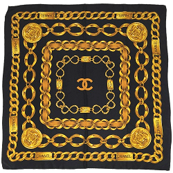 シャネル 画像 スカーフ シルク チェーン柄 ロゴ ココマーク