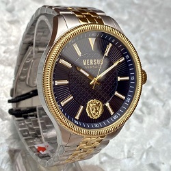 時計 画像 腕時計 メンズ ヴェルサス ヴェルサーチ VERSUS VERSACE ゴールド 濃紺 美品