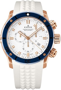 時計 画像 腕時計 メンズ エドックス EDOX クロノオフシェア1 クオーツ クロノグラフ 白 美品