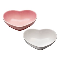食器 画像 ルクルーゼ ハートディッシュ 2色セット ローズクォーツ ホワイトラスター