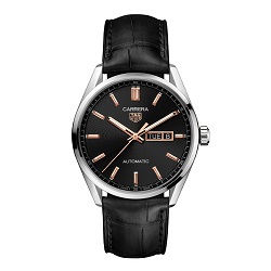 時計 画像 腕時計 メンズ タグホイヤー TAG HEUER カレラ キャリバー5デイデイト アリゲーターベルト 黒 美品