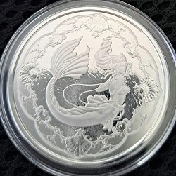 銀製品 画像 純銀製 銀貨 記念メダル パシフィックマーメイド 1oz サモア 2022