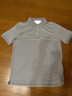 古着 画像 半袖ポロシャツ ボーダー 茶系 CLOSSHI Mサイズ レディース 美品