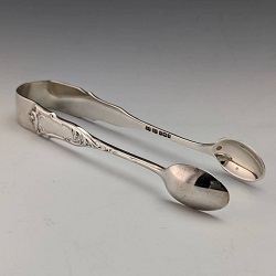 銀製品 画像 純金製 シュガートング 英国アンティーク