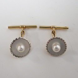 金製品 画像 K15 15金 カフスボタン カフリンクス パール ミキモト
