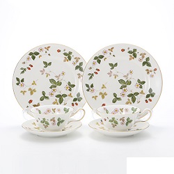 食器 画像 ウエッジウッド Wedgwood ワイルドストロベリートリオセット ピオニー ペア