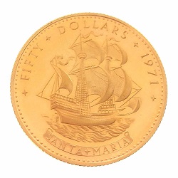 金製品 画像 K22 22金 帆船サンタマリア号金貨 50doru