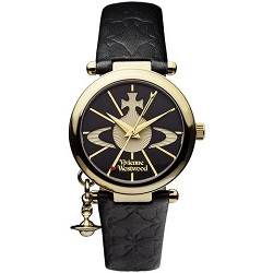 時計 画像 腕時計 レディース ヴィヴィアンウエストウッド Vivienne westwood オーブ2 ゴールド 黒 レザーベルト 美品