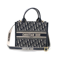 ブランド品 画像 クリスチャンディオール Chistian Dior ブックトートバッグ オブリーク ネイビー スモール