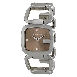 時計 画像 腕時計 レディース グッチ GUCCI G-グッチ ブラウンダイヤル ステンレスベルト 美品