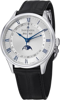 時計 画像 腕時計 メンズ モーリスラクロア MAURICE LACROIX ムーンフェイズ クロコレザー 美品