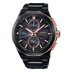時計 画像 腕時計 メンズ セイコー SEIKO アストロン 限定モデル クロノグラフ ブラック ピンクゴールド ソーラー 美品