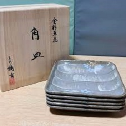 食器 画像 たち吉 角皿 5枚セット 金彩草花