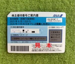 株主優待 画像 ANA 全日空 国内全線割引券 2026.11.30