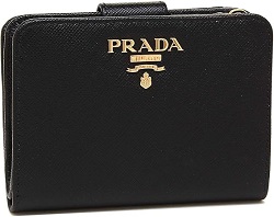 ブランド品 画像 プラダ PRADA 二つ折り財布 サフィアーノ 黒