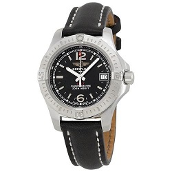 時計 画像 腕時計 レディース ブライトリング BREITLING コルト 黒 レザーベルト 美品