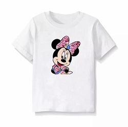 古着 画像 Ｔシャツ ミニーマウス 白 Disney Mサイズ レディース 少々難アリ