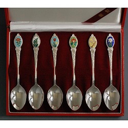銀製品 画像 シルバー925 誕生花七宝スプーン6本セット