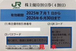 株主優待 画像 JR東日本 鉄道割引券 4割引 2026.6.30