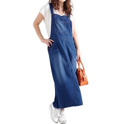 古着 画像 デニムジャンパースカート サロペット 濃 フリーサイズ レディース 美品