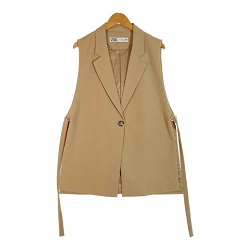 古着 画像 サイドスリットベスト ジレ ベージュ ZARA  Lサイズ 美品