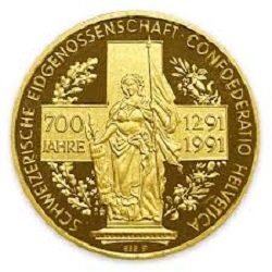 金製品 画像 K24 24金 金貨 リュトリの誓い ヘルベディカ 700周年 1/4オンス スイス