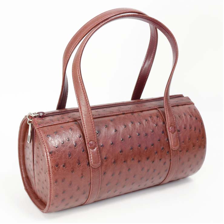 ブランド品 画像 オーストリッチ JRA ハンドバッグ 赤茶色