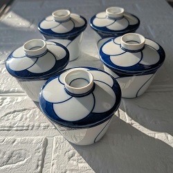 食器 画像 白山陶器 蓋付き茶碗蒸し豌 ねじり梅 5客セット