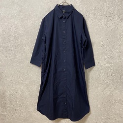古着 画像 七分袖シャツワンピース ネイビー UNIQLO Lサイズ レディース 美品