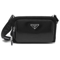 ブランド品 画像 プラダ PRADA ボディバッグ リナイロン ブラッシュドレザー 黒
